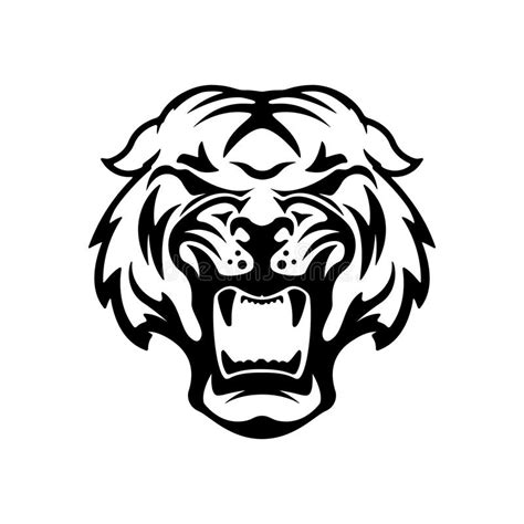 Monochrome Angry Tiger Icon Isolated On White Background Design My