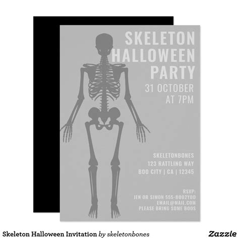 Skeleton Halloween Party Invitation Zazzle Halloween Invitations