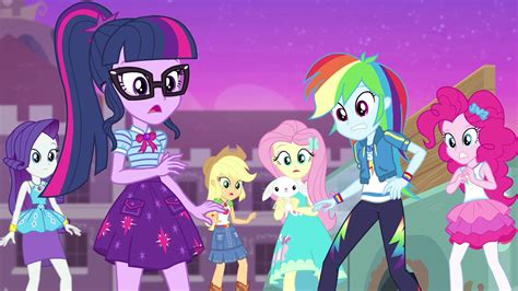 Image Mane Six Surprised By Sunsets Rescue Egffpng My Little Pony