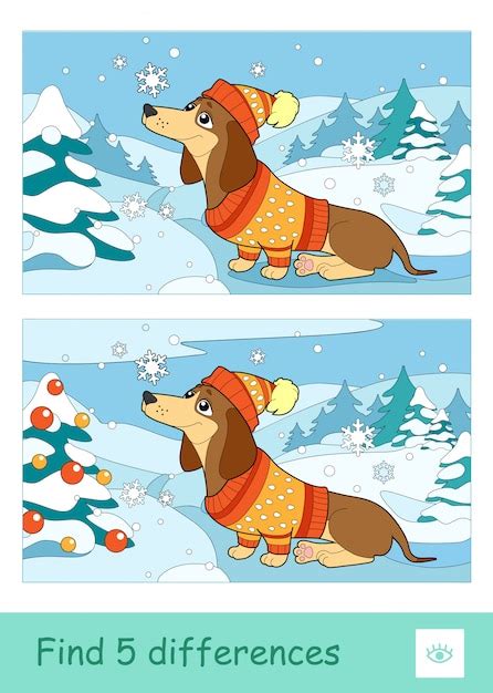 Premium Vector Find Five Differences Quiz Learning Children Game With