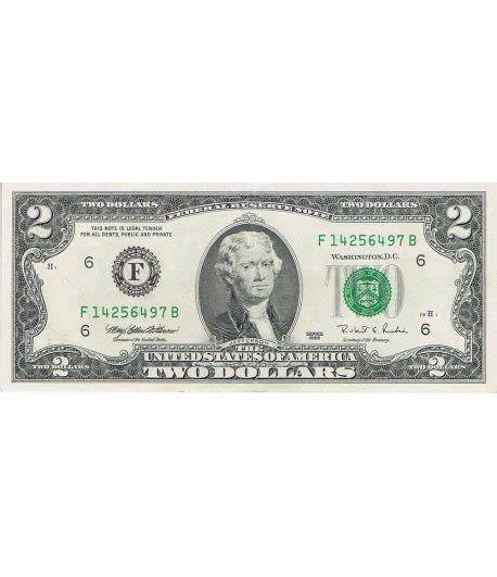 Billete Estados Unidos Dollars F Jefferson