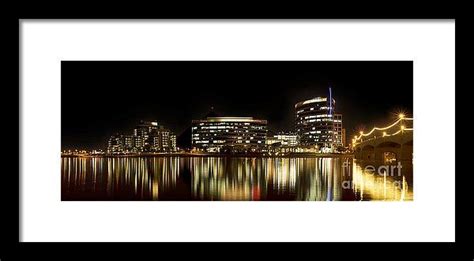 Tempe Town Lake At Night Panorama Framed Print By K D Graves Photo