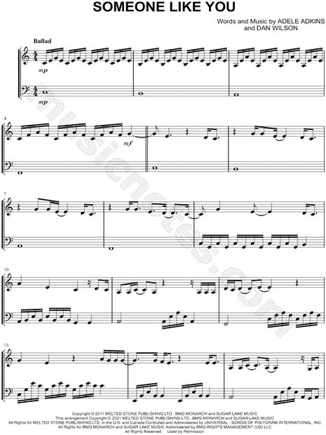 Adele Someone Like You Violin And Cello Sheet Music In C Major Download And Print Sku Mn0252401