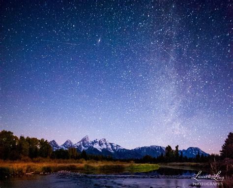 Milky Way Over Schwabachers Landing In Grand Teton National Park In
