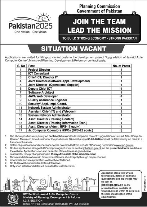 Career At Ministry Of Planning Development And Reforms Govt Of