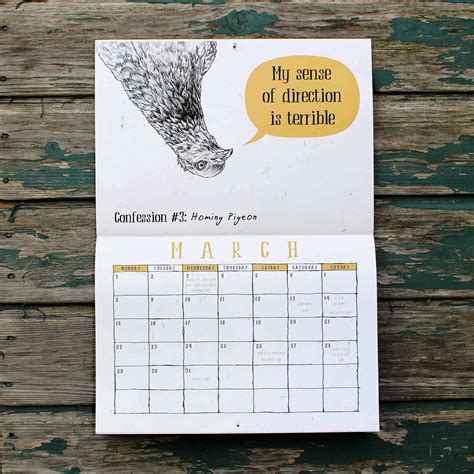The calendar covers all of 2021 and is printed on high quality paper with a spiral. PRE-ORDER: Creature Confessions Calendar 2021 | Bewilderbeest