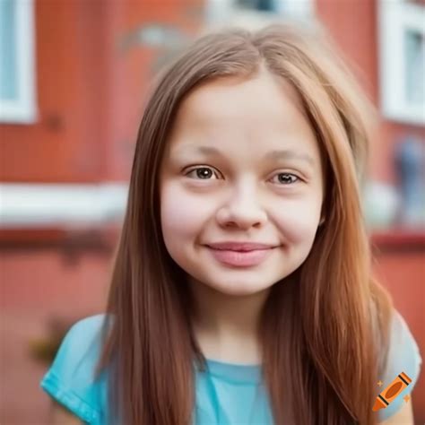 Smiling Girl In Front Of A Russian House