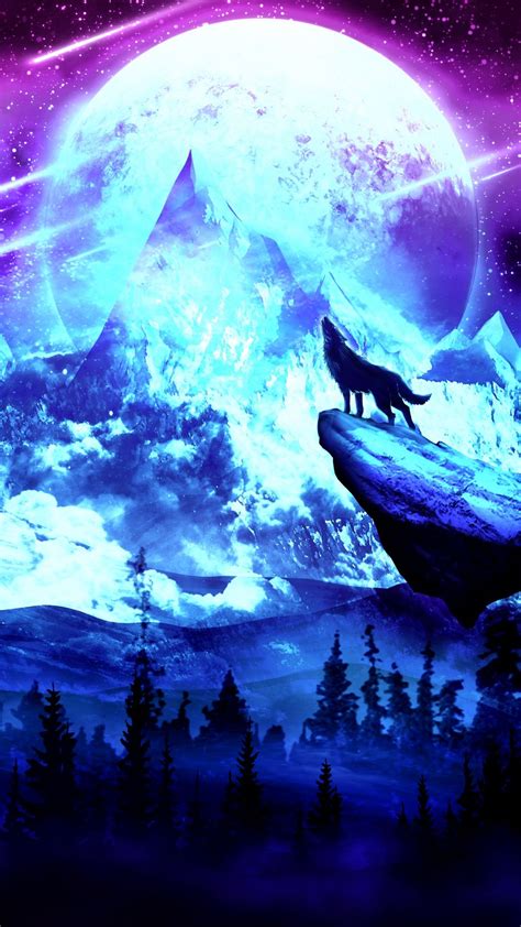 Looking for the best wallpapers? Download wallpaper 938x1668 wolf, moon, night, mountains ...