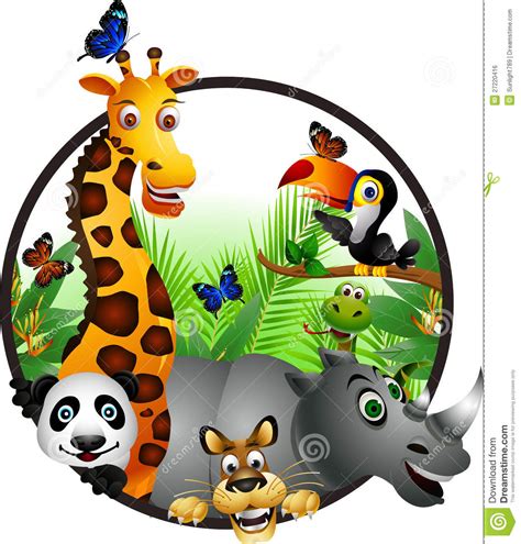 Funny Animal Wildlife Cartoon Collection Stock