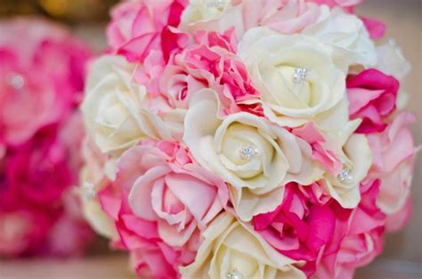 Real Touch Bridal Bouquet Hot Pink White And Soft Pink
