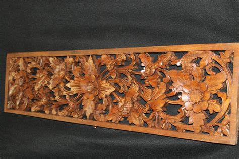 A wall mural is meant to be a showstopper, letting you make a major statement with a large scale design. Balinese Lotus architectural Panel Carved Mahogany wood ...
