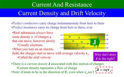J Current And Resistance Current Density And Drift Velocity Nq