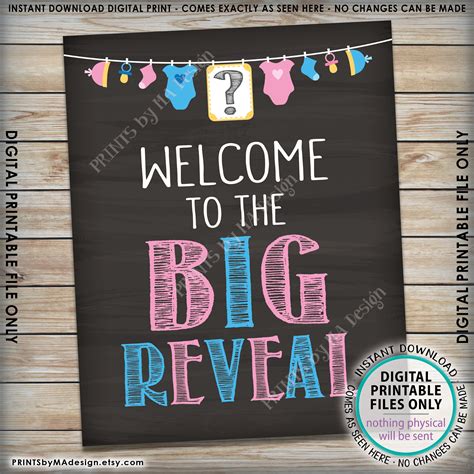 Welcome To The Big Reveal Gender Reveal Sign Pink Or Blue Etsy Hong Kong