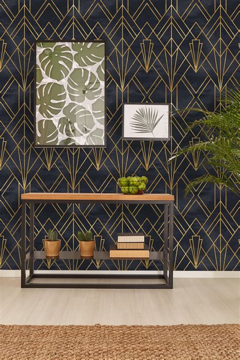 Removable wallpaper forgiving blue/white stripes peel and stick contact paper 17.71 in x 118 in modern self adhesive vinyl for home renovation. Removable Wallpaper Self Adhesive Wallpaper Gold and Black ...