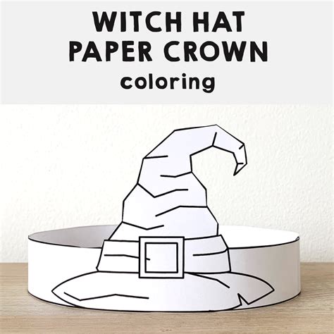 Witch Hat Paper Crown Printable Coloring Halloween Spooky Craft