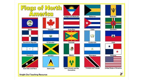 Flags Of North And Central America With Names Word Mat 44 Off