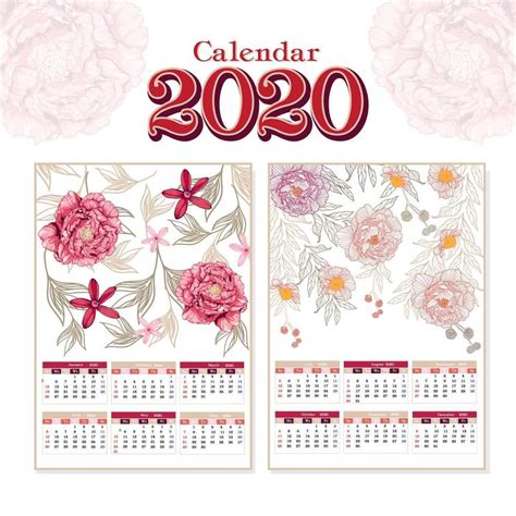 Calendário Floral 2020 687617 Vetor No Vecteezy