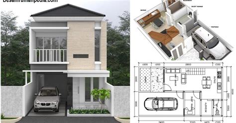 Denah Rumah Minimalis Ukuran 6 x 10 M, 2 Lantai dengan Menggunakan