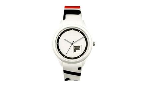 fila style unisex analog watch with rubber strap red white black in 2022 analog watch