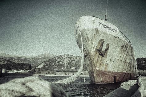Abandoned Cargo Ship At The Harbor Oil Effect Photograph By Enet Images