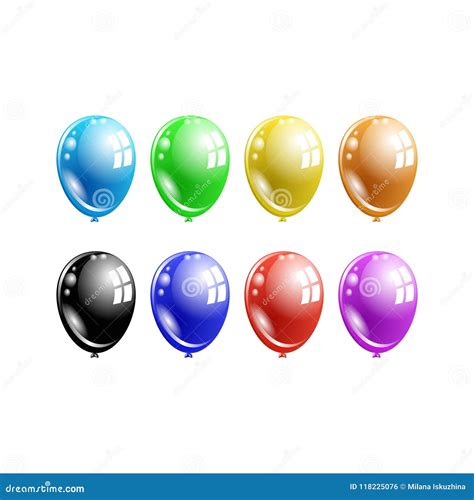 A Set Of Multi Colored Balloons Stock Vector Illustration Of Shape
