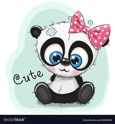 Cute Drawing Panda Girl On A Blue Background Vector Image