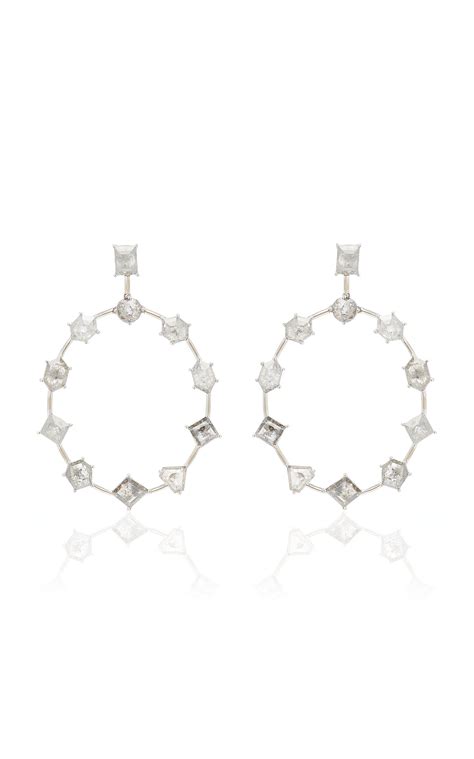 sylva and cie women s large 18k white gold diamond hoop earrings modesens