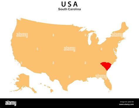 South Carolina State Map Highlighted On Usa Map South Carolina Map On