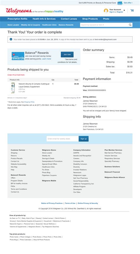 Walgreens’ Receipt / Order Confirmation – 576 of 656 Receipt / Order
