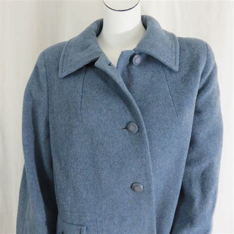 Vintage Bromley 100 Wool Coat Steel Gray Blue Size 16p Xl Etsy