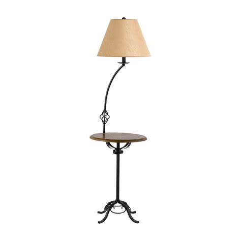 Cal Lighting Bo 2095fl Wrought Iron Floor Lamp With Wood Tray Table