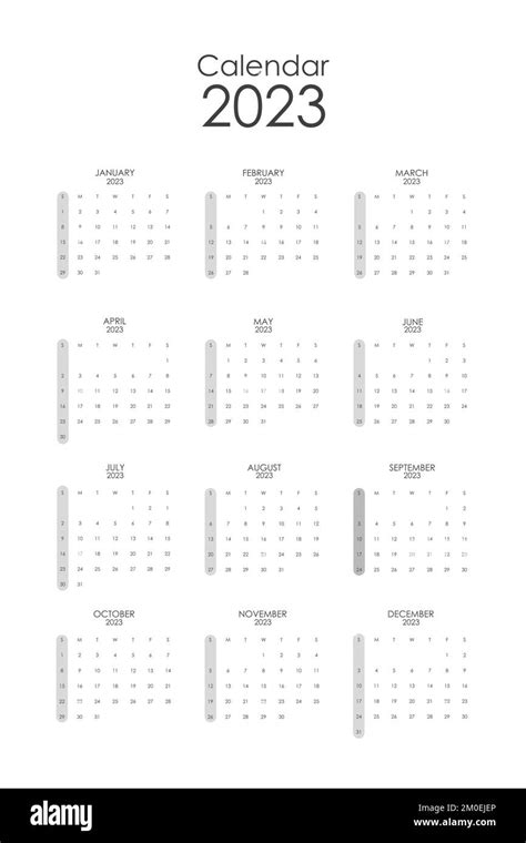 2023 Ilustración Vectorial Del Año Calendario La Semana Comienza El
