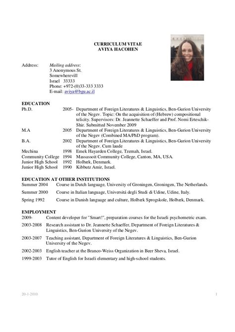 Examples Of Cv 500 Cv Examples A Curriculum Vitae For Any Job
