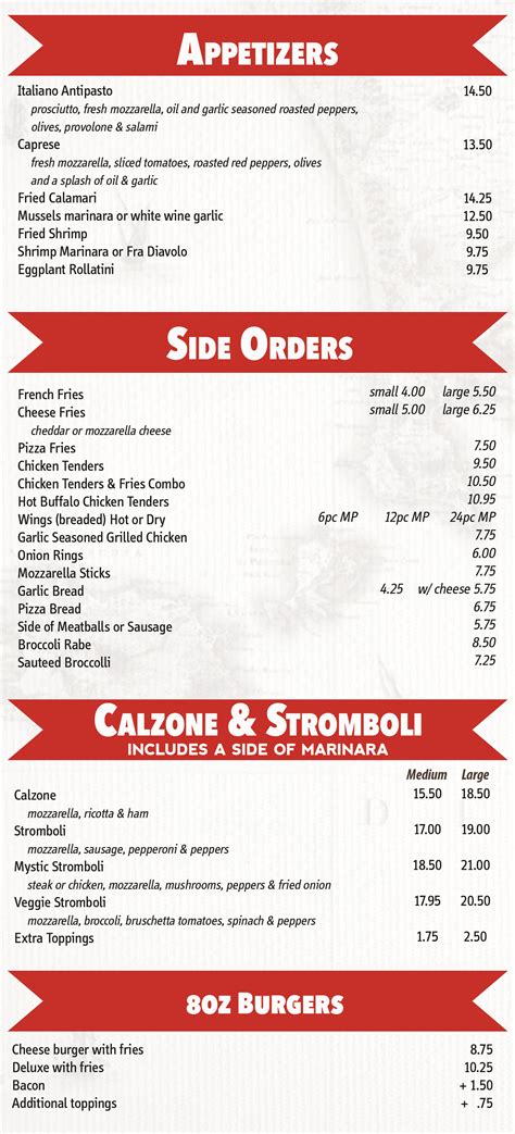 Menu | Mystic Island Pizza Take out and Delivery Menu