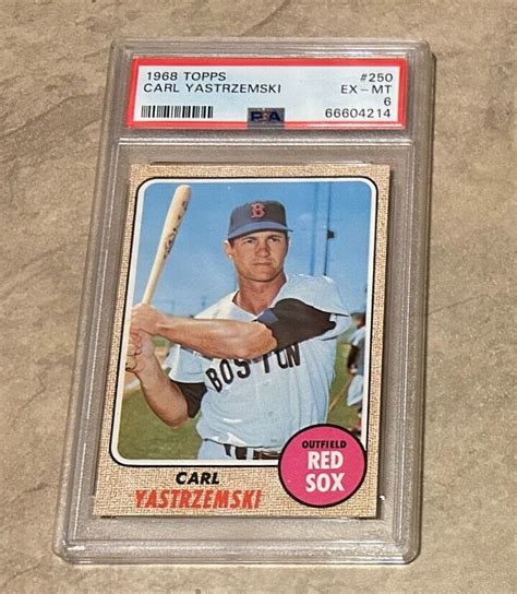 1968 Topps Carl Yastrzemski 250 Boston Red Sox Graded Psa 6 Ex Mt Ebay