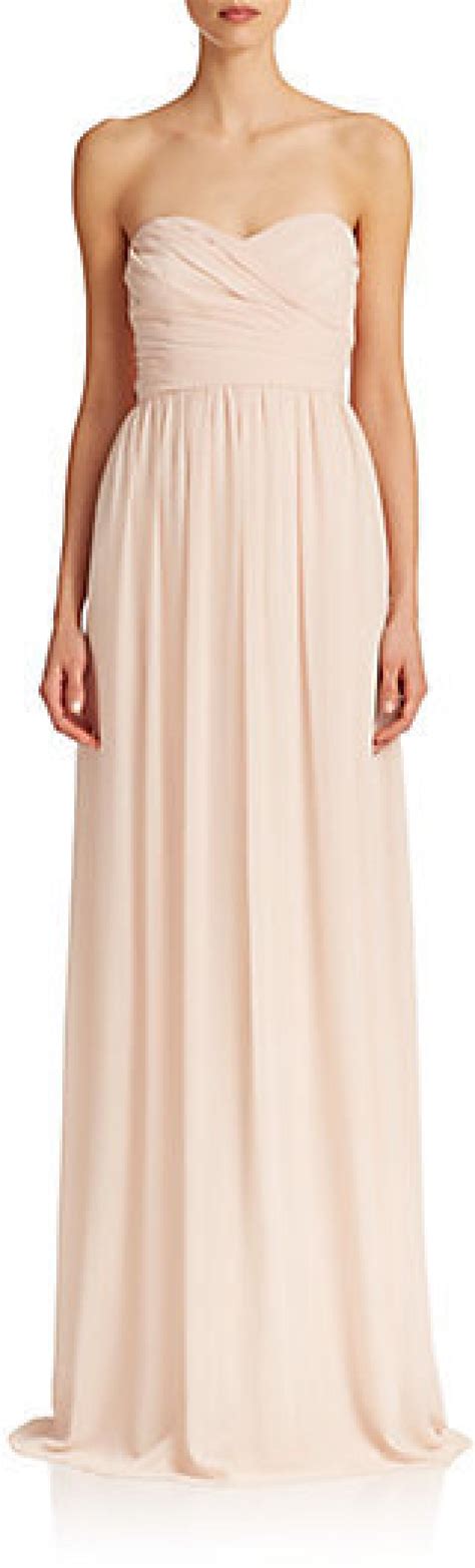 Monique Lhuillier Bridesmaids Pleated Chiffon Sweetheart Gown 2370056