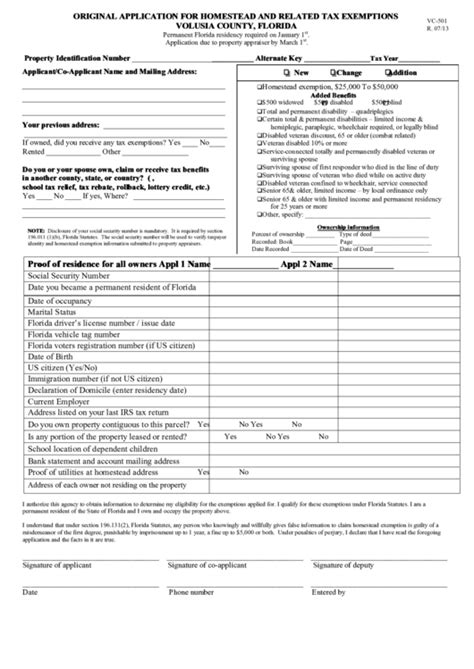 Florida Homestead Tax Exemption Form
