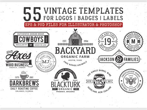 Vintage Badge Or Emblem Logo Template Easy Editable With Free Font