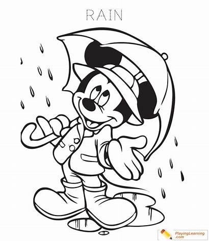 Cartoon Rain Coloring Date Sheet