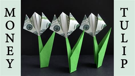 My Money Tulip With Stem And Leaf Very Easy Dollar Origami