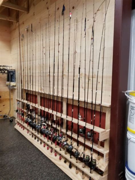 Fishing Rod Custom Wall Mount Rack Holds 40 Rods With Reels Garage