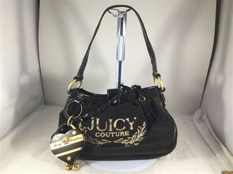 Juicy Couture Handbag Heart Lock Shop Hello Brown Black Juicy