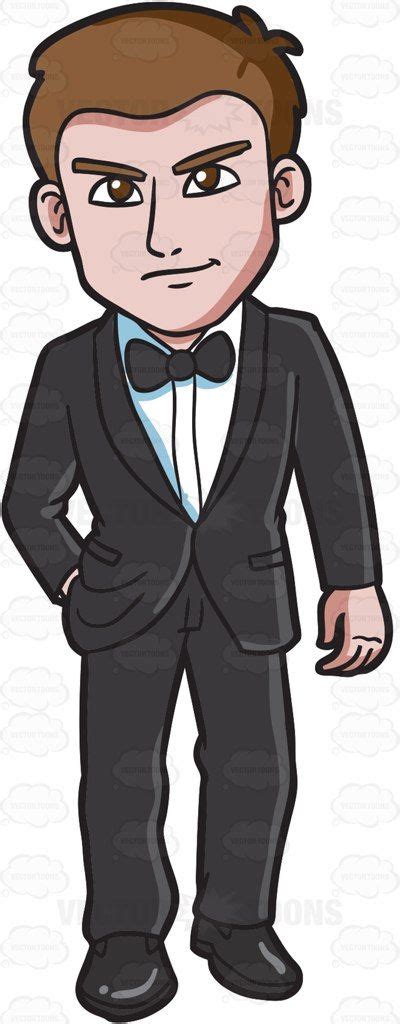 A Good Looking Guy In A Tuxedo Cartoon Clipart Vector