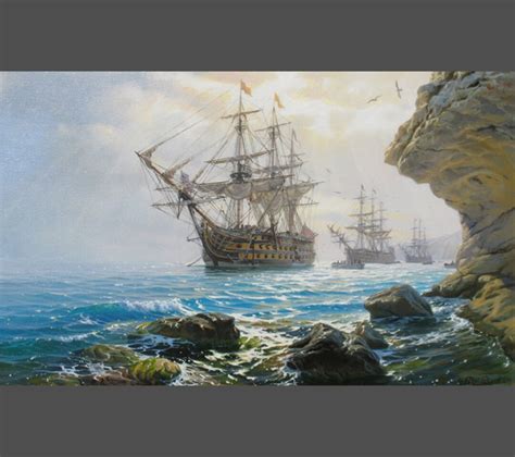 Ship Oil Painting By Alexander Shenderov Ocean Painting Sail Boat