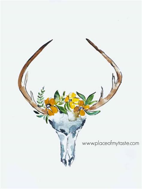 Deer Skull Flowers Svg