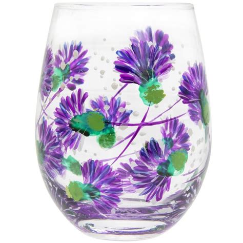 Stemless Gin Glass 500ml Hand Painted Copa Thistle Flowers Etsy