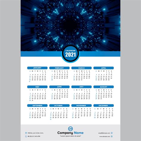 Wall Calendar 2021 Template Design Free Vector Graphics Pic