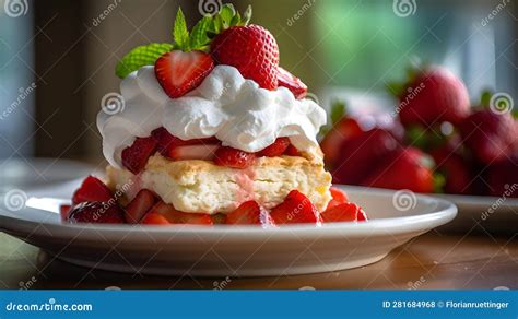 Fresh Strawberry Shortcake. Blurred Background Stock Illustration