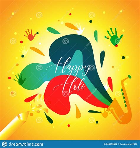 Happy Holi Greeting Card Design Stock Vector Illustration Of Spring