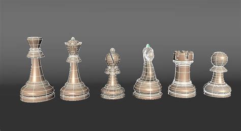 Chess Pieces Free 3d Model Obj Fbx Ma Mb